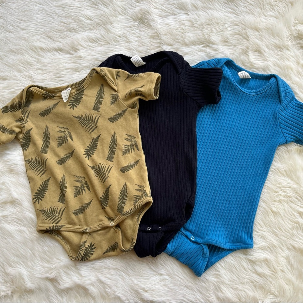 Kate Quinn Bodysuit bundle. Size 18-24 Wide Rib Cotton Blue, Black, Olive Fern
